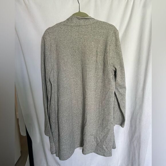 Eileen Fisher Open Front Cardigan Duster Gray Organic Cotton Linen Blend size L - Picture 5 of 6